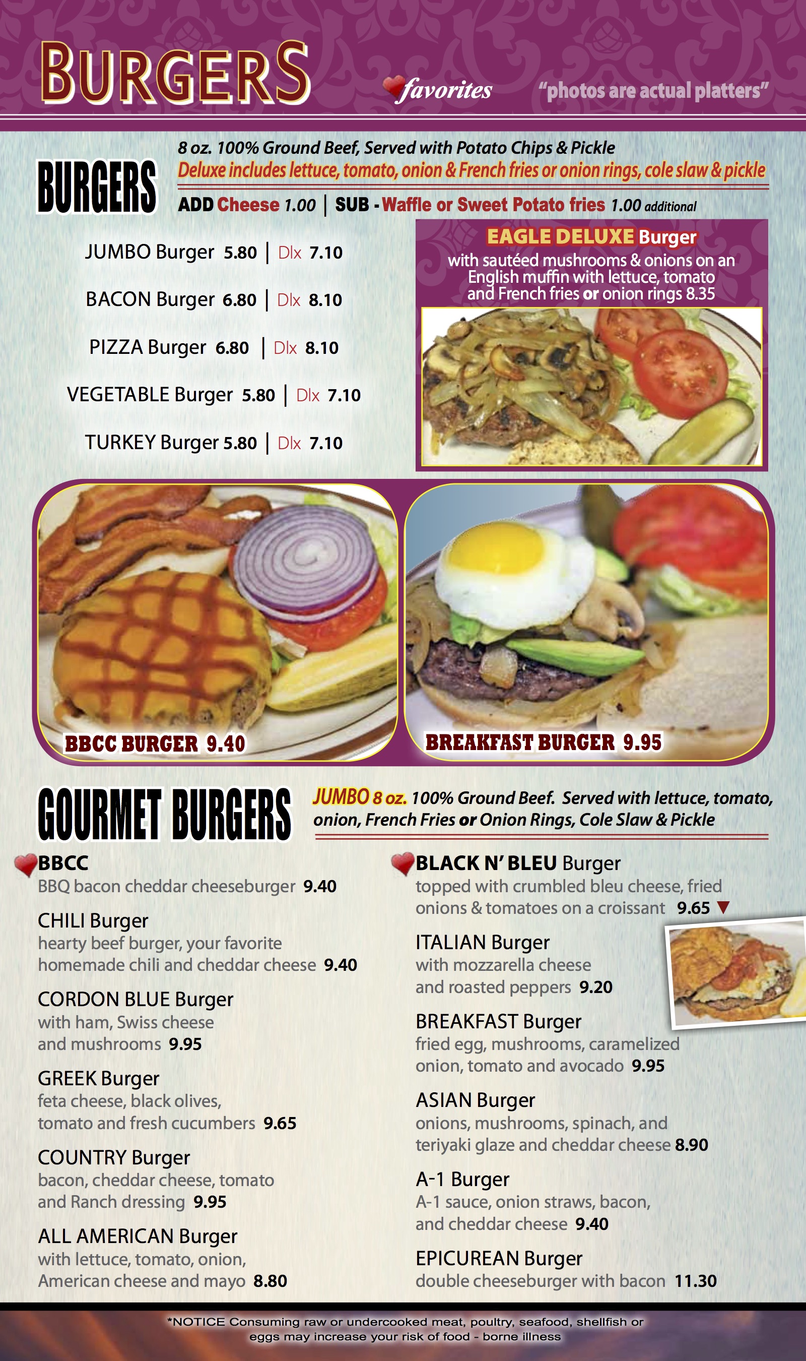 Burgers - Eagle Diner | Warminster PA | Our Doors Are Always Open